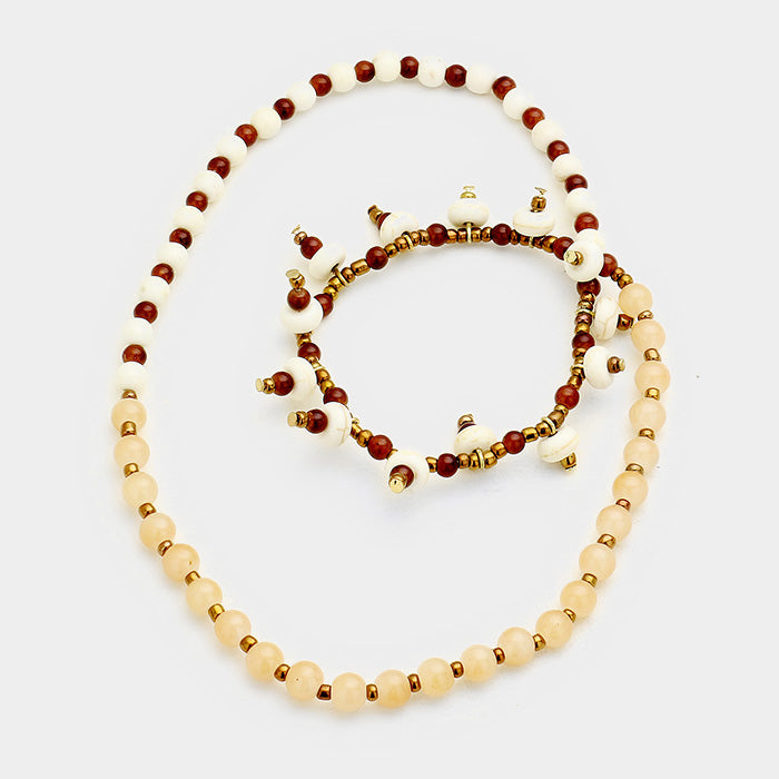 iLLASPARKZ Howlite Bead Spike Stretchable Bracelet / Necklace