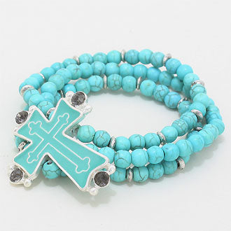 iLLASPARKZ Cross Howlite Stretch Bracelet