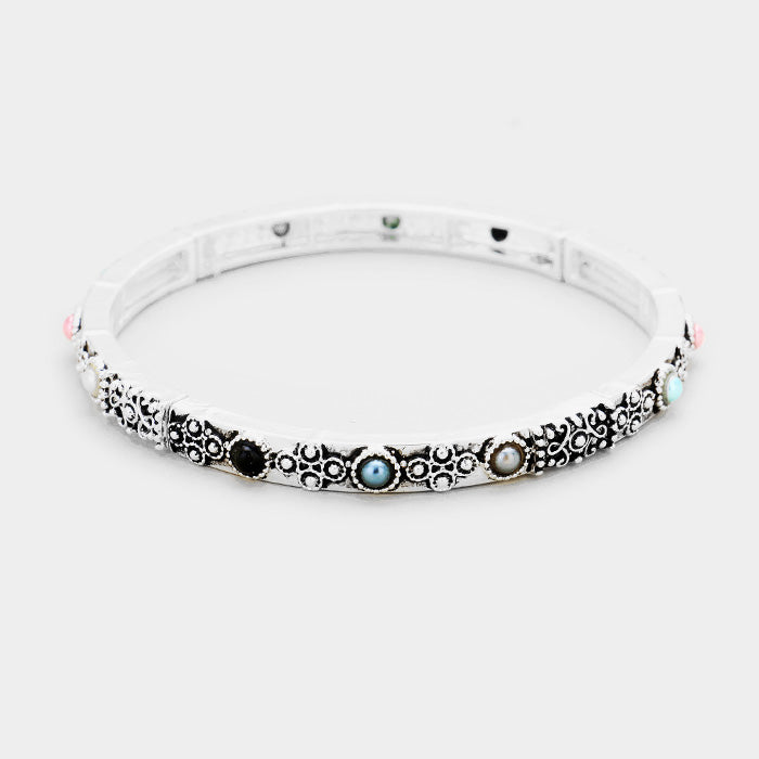 iLLASPARKZ Pearl Antique Pattern Stretch Bracelet