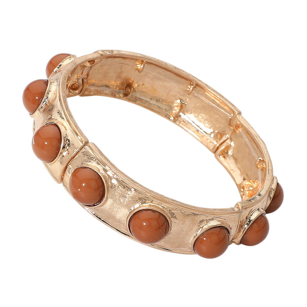 iLLASPARKZ Bead Embellished Hammered Metal Stretch Bracelet