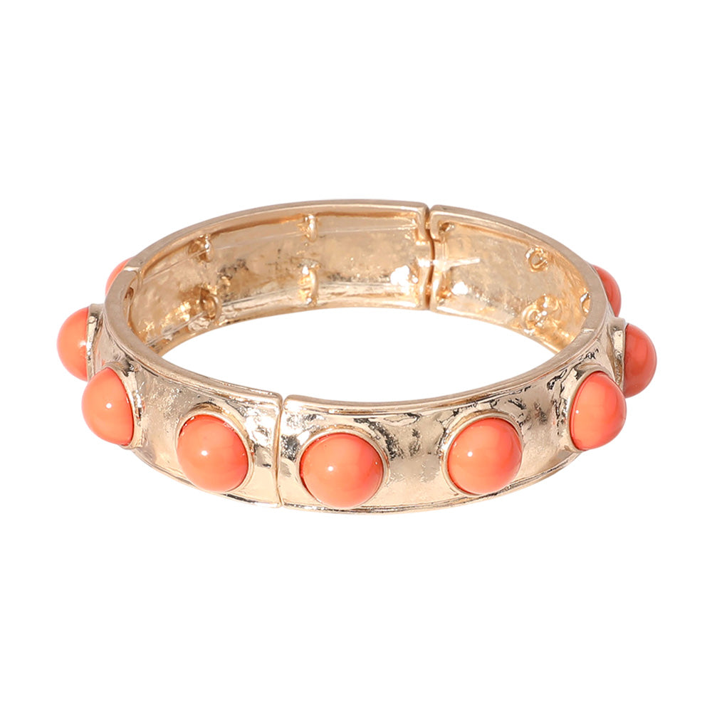 iLLASPARKZ Bead Embellished Hammered Metal Stretch Bracelet