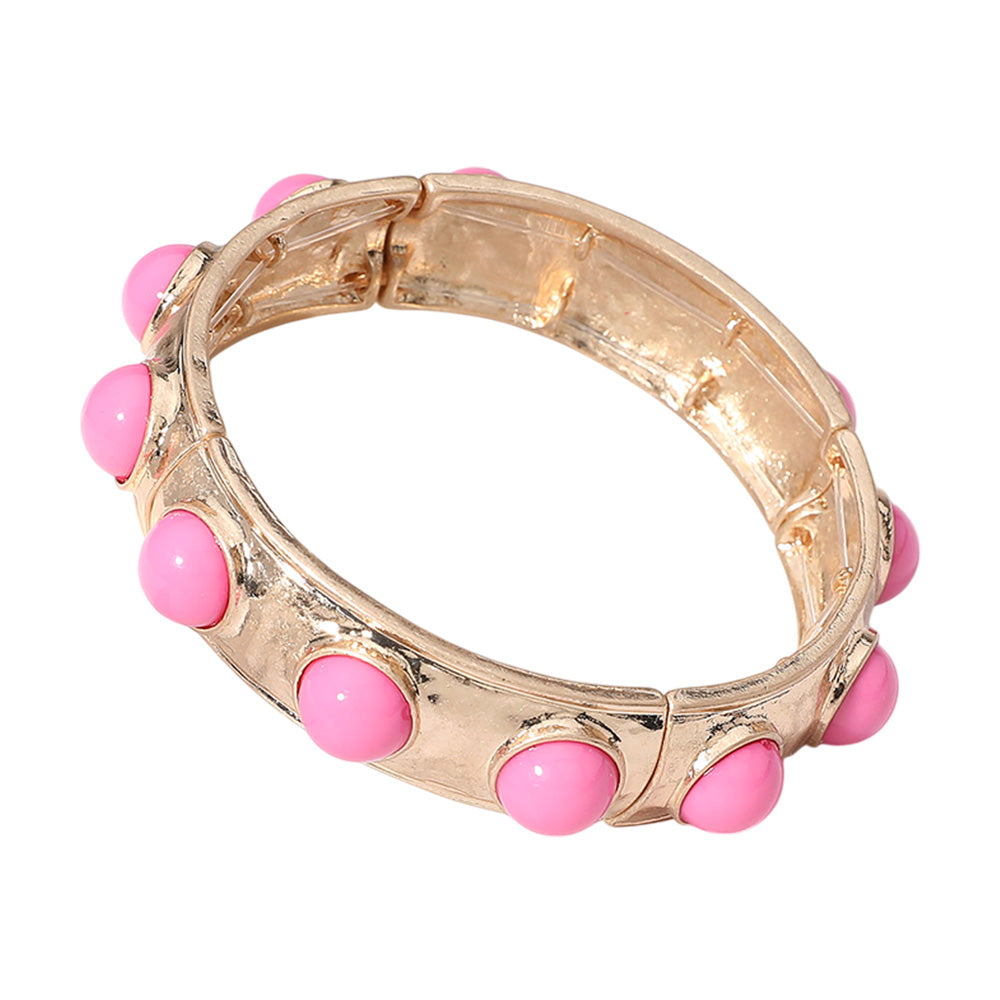 iLLASPARKZ Bead Embellished Hammered Metal Stretch Bracelet
