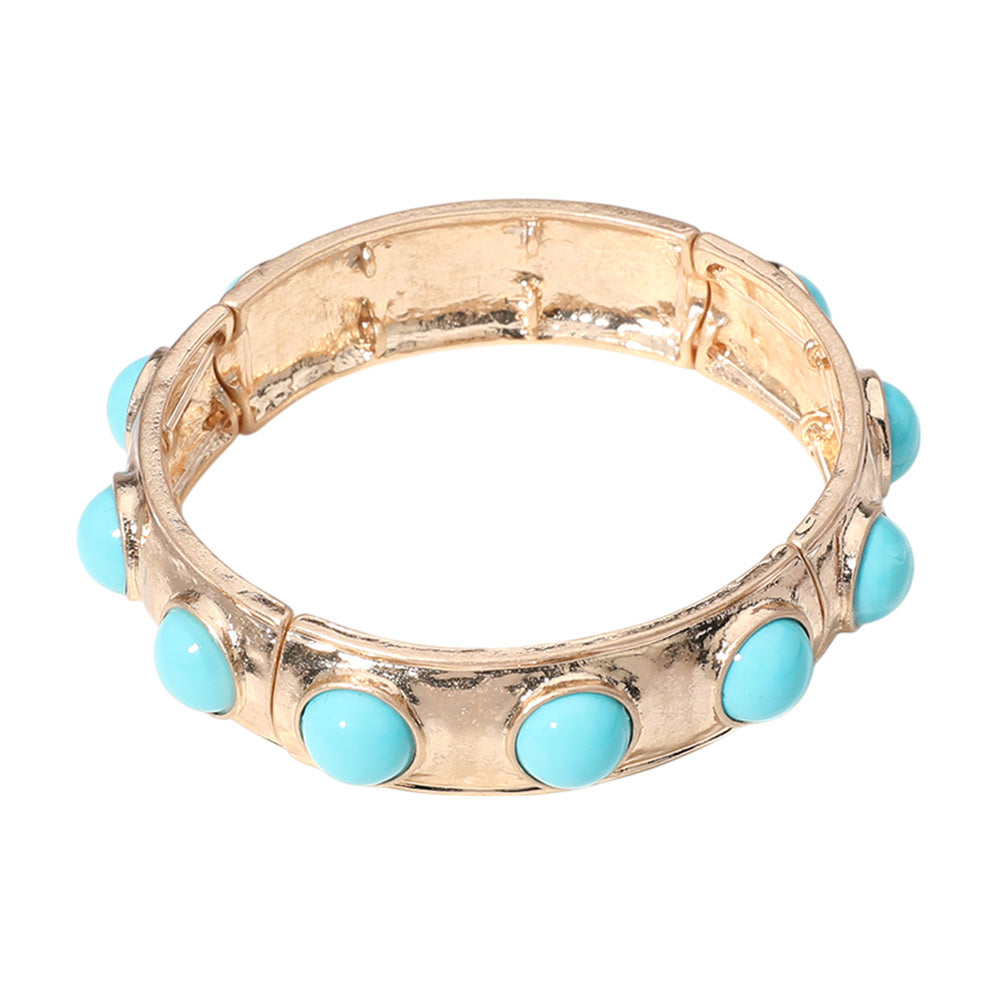 iLLASPARKZ Bead Embellished Hammered Metal Stretch Bracelet