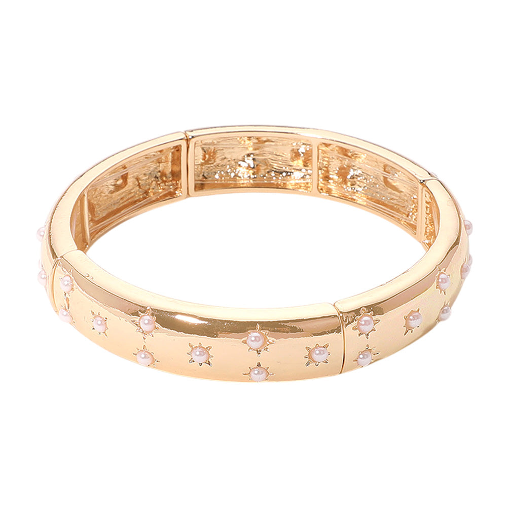 iLLASPARKZ Stone Paved Metal Stretch Bracelet
