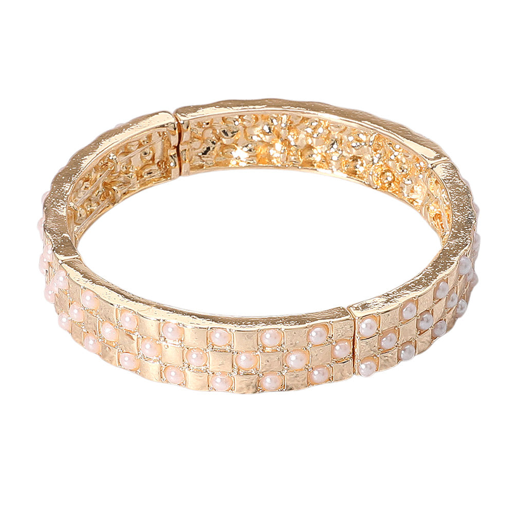 iLLASPARKZ Pearl Beads Paved Stretch Bracelet