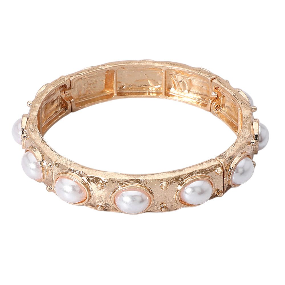 iLLASPARKZ Oval Pearl Paved Stretch Bracelet
