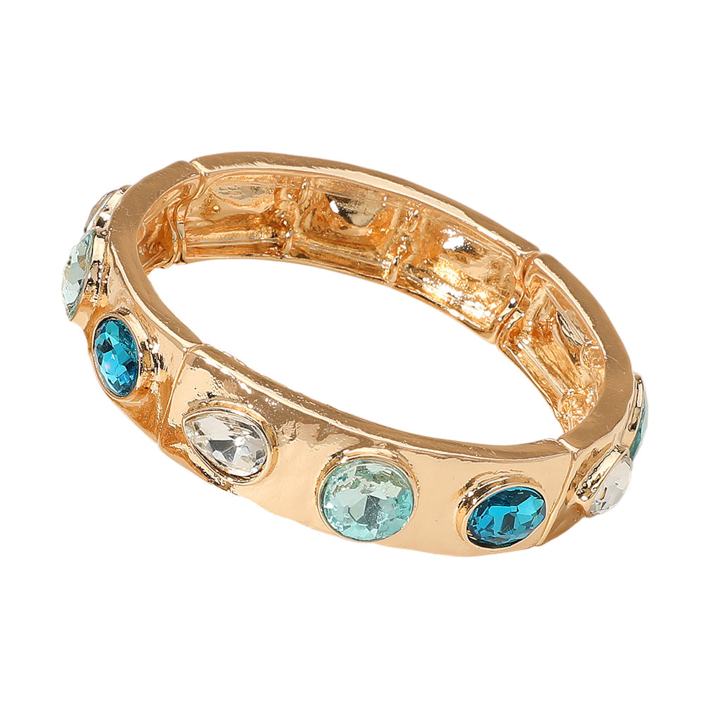 iLLASPARKZ Teardrop Oval Round Stone Embellished Stretch Bracelet
