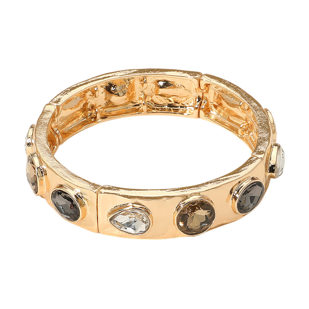 iLLASPARKZ Teardrop Oval Round Stone Embellished Stretch Bracelet