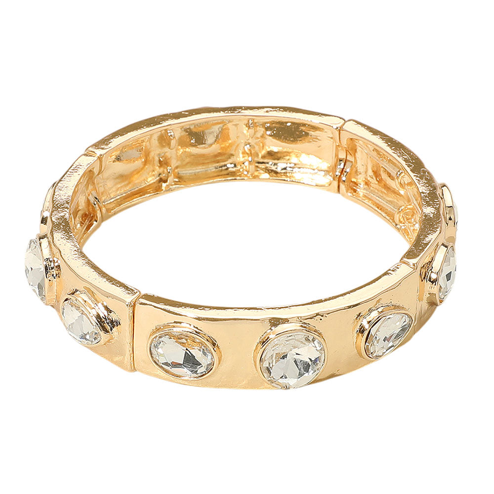 iLLASPARKZ Teardrop Oval Round Stone Embellished Stretch Bracelet