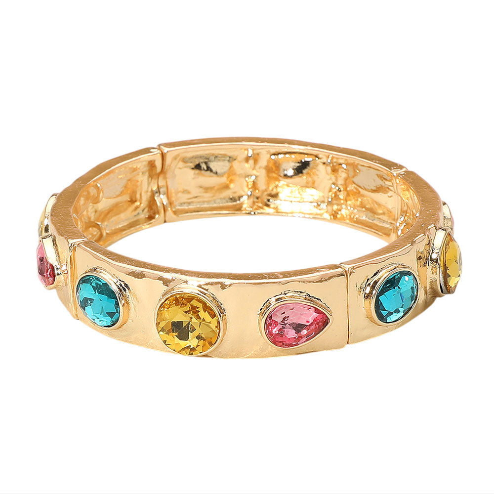 iLLASPARKZ Teardrop Oval Round Stone Embellished Stretch Bracelet