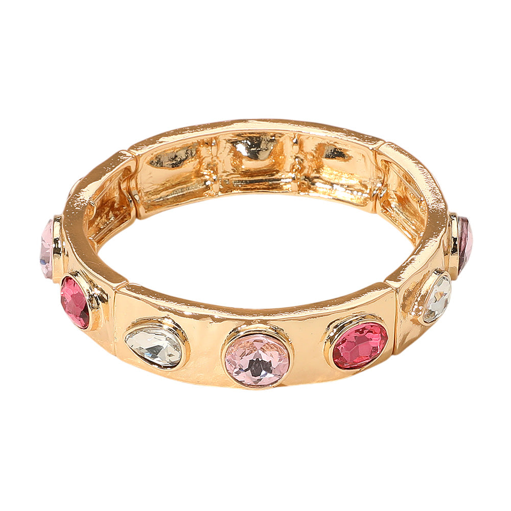 iLLASPARKZ Teardrop Oval Round Stone Embellished Stretch Bracelet