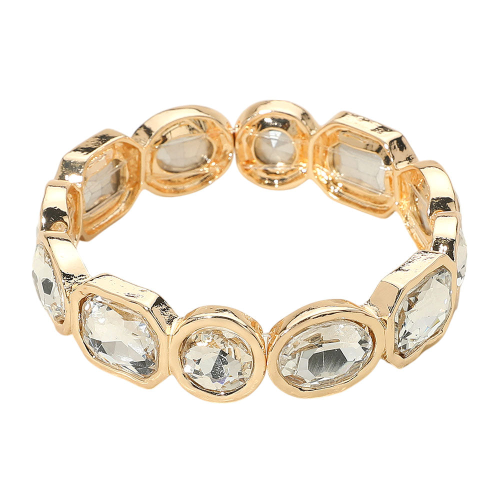 iLLASPARKZ Oval Emerald Cut Stone Accented Stretch Bracelet