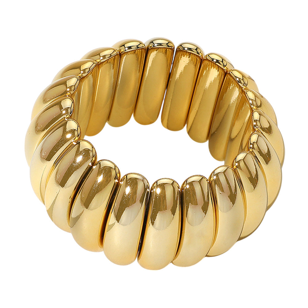 iLLASPARKZ Wide Metal Ribbed Stretch Bracelet