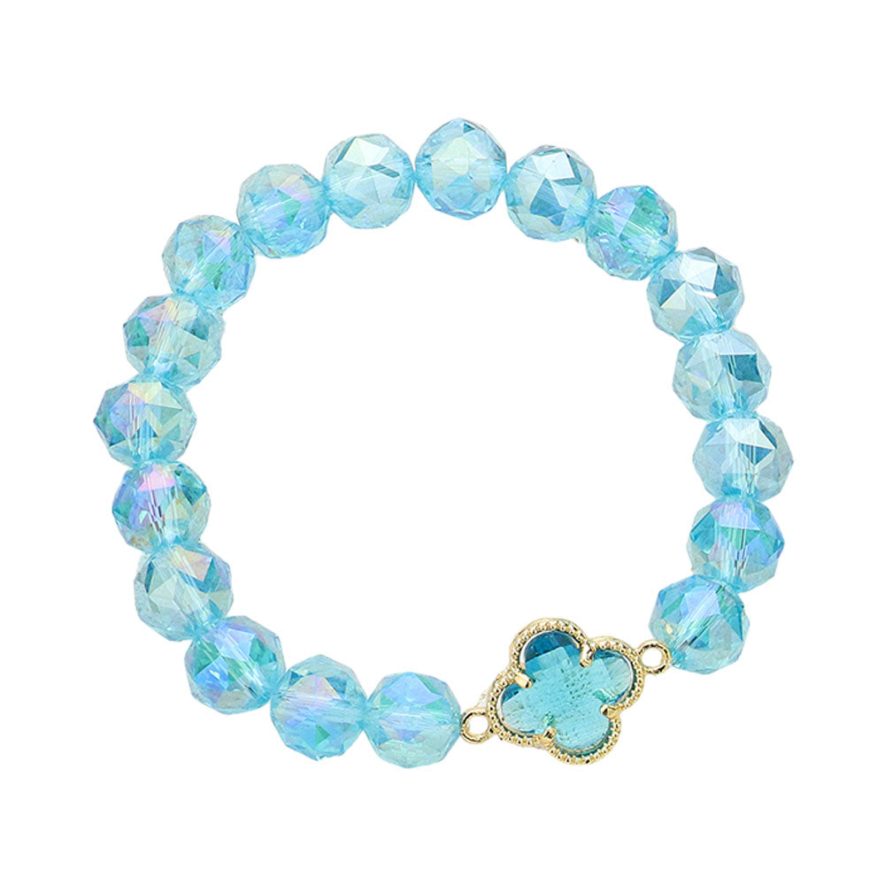 iLLASPARKZ Quatrefoil Pointed Faceted Beaded Stretch Bracelet