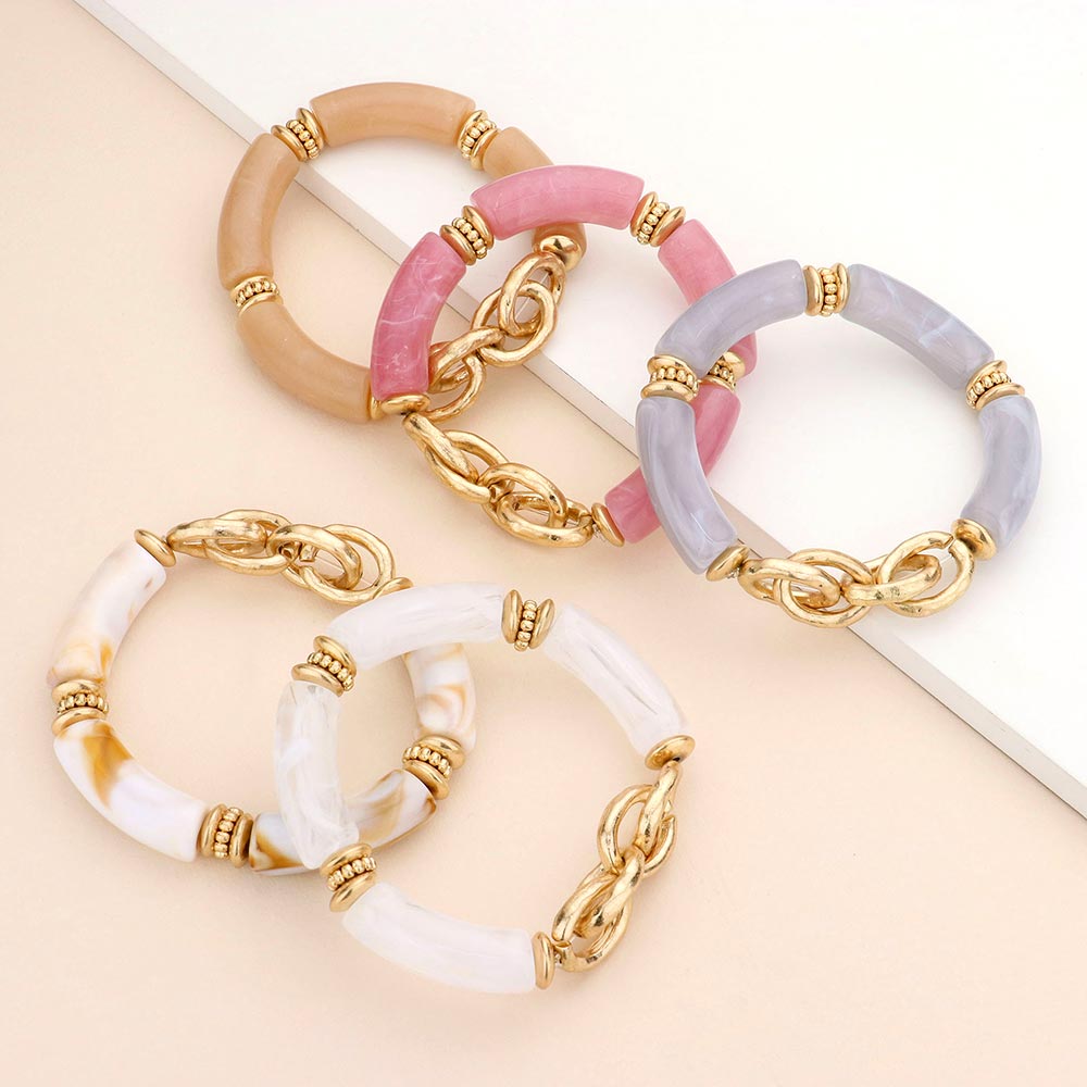 iLLASPARKZ Metal Chain Accented Acetate Stretch Bracelet