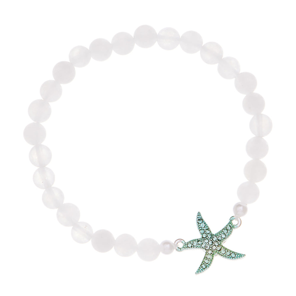 iLLASPARKZ Stone Paved Colored Metal Starfish Faceted Beaded Stretch Bracelet