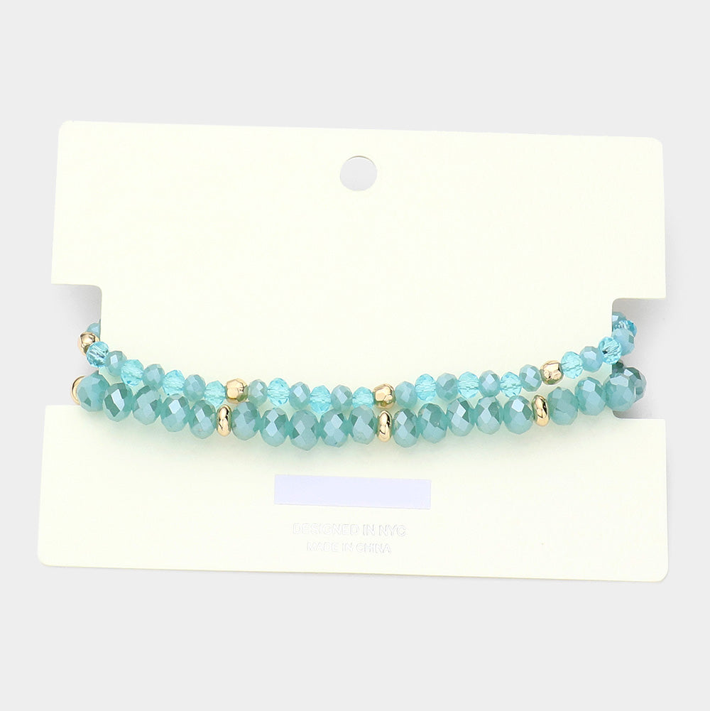 iLLASPARKZ mama Metal Disc Message Charm Faceted Beaded Stretch Bracelet