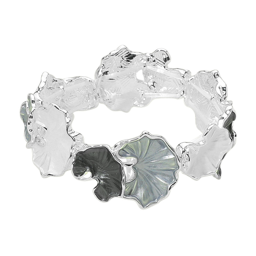 iLLASPARKZ Colored Metal Gingko Leaves Link Stretch Bracelet