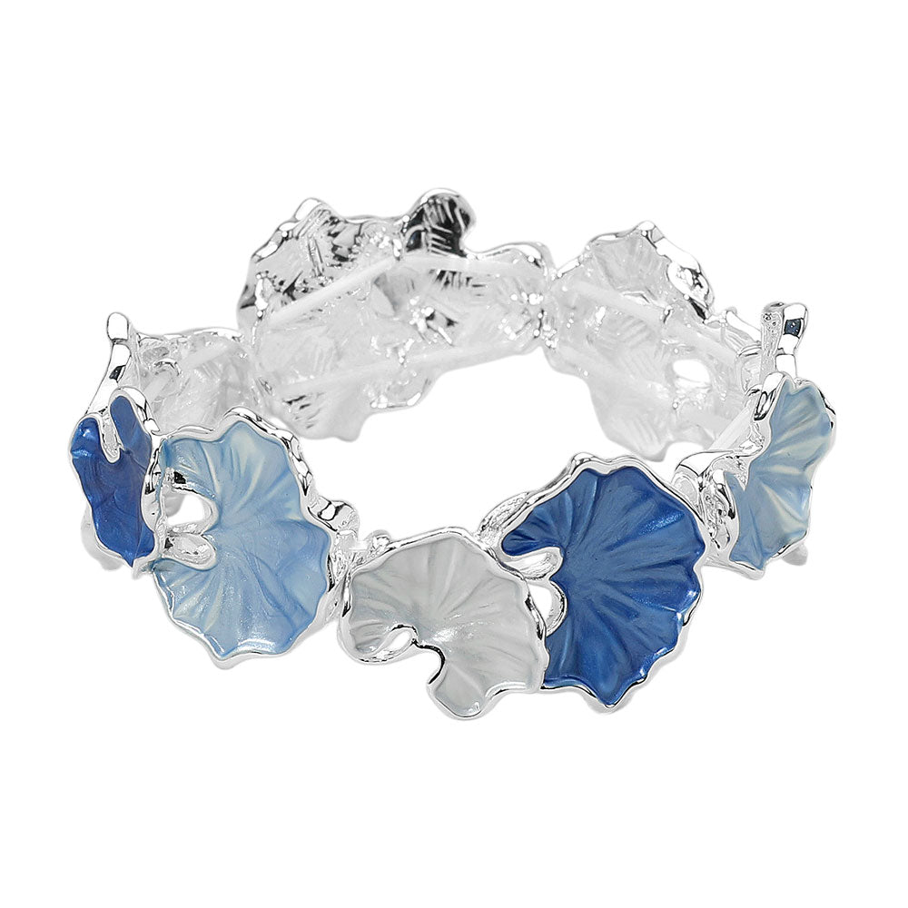 iLLASPARKZ Colored Metal Gingko Leaves Link Stretch Bracelet