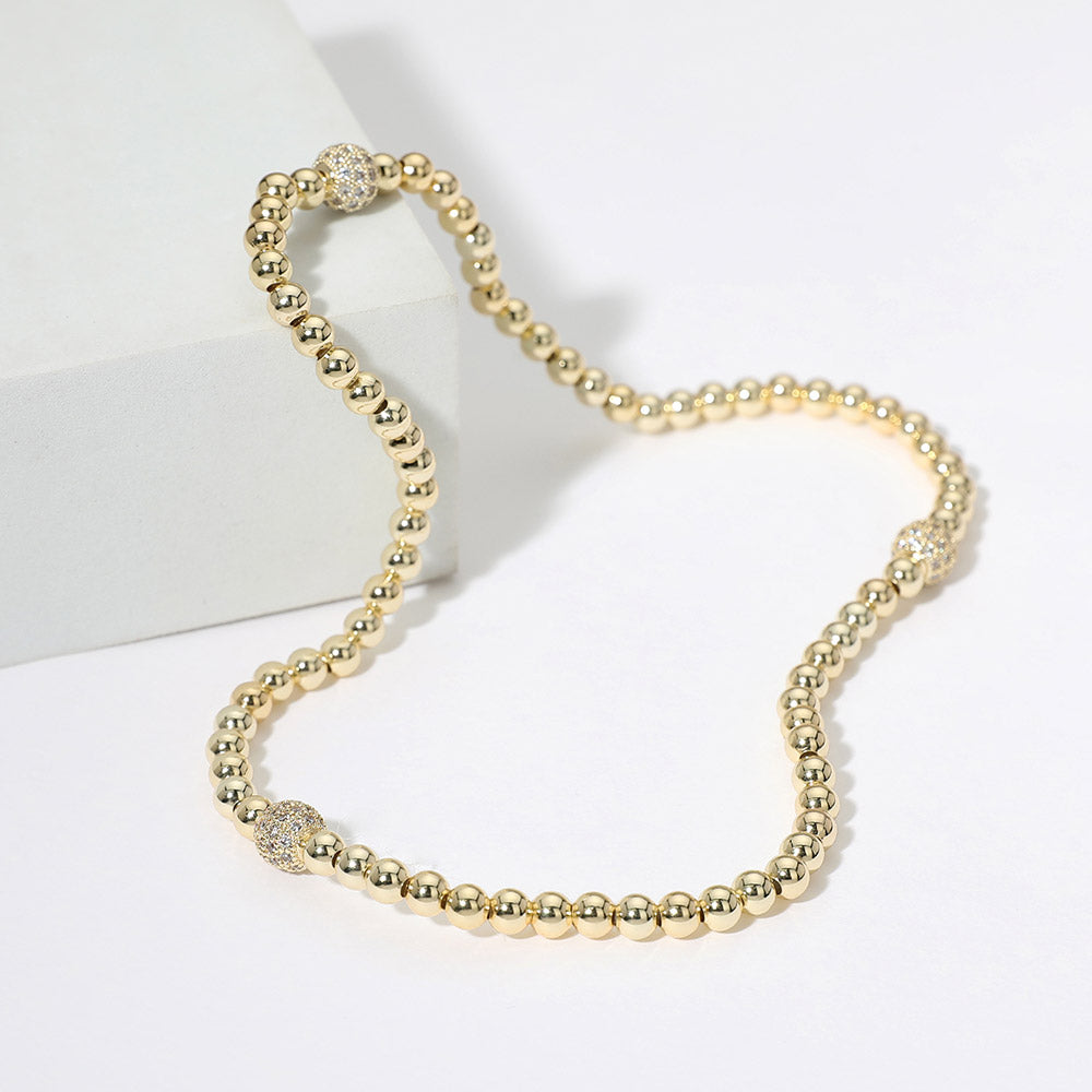 iLLASPARKZ CZ Shamballa Ball Metal Ball Beaded Stretch Bracelet