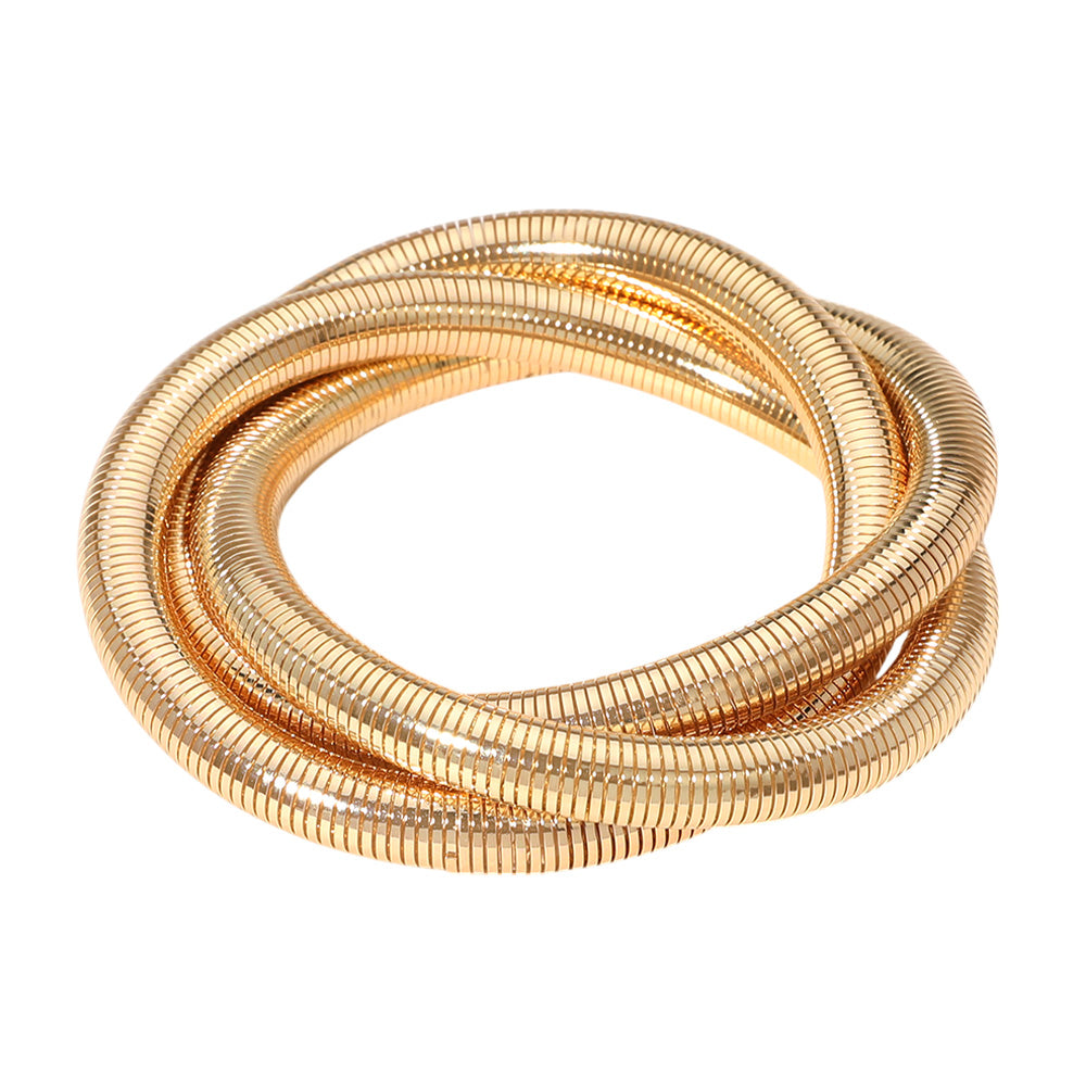iLLASPARKZ Triple Ribbed Metal Twisted Stretch Bracelet