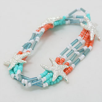 iLLASPARKZ Mottled Starfish Seed Bead Stretch Bracelet