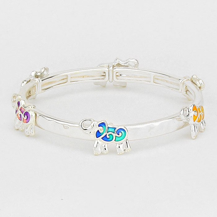 iLLASPARKZ Enamel Elephant Stretch Bracelet