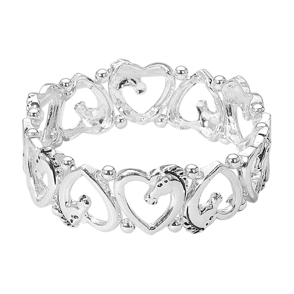 iLLASPARKZ Metal Horse Open Heart Stretch Bracelet