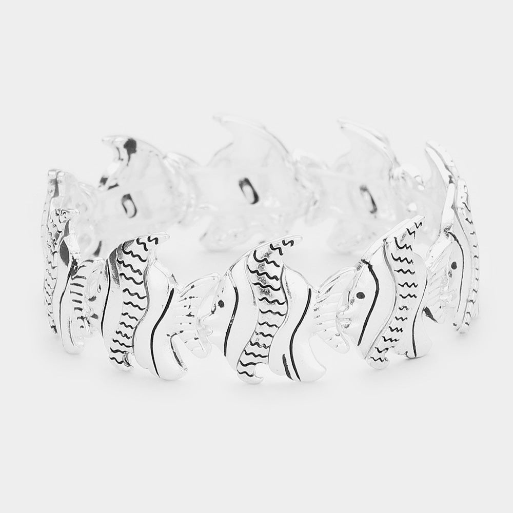 iLLASPARKZ Burnished Metal Tropical Fish Stretch Bracelet