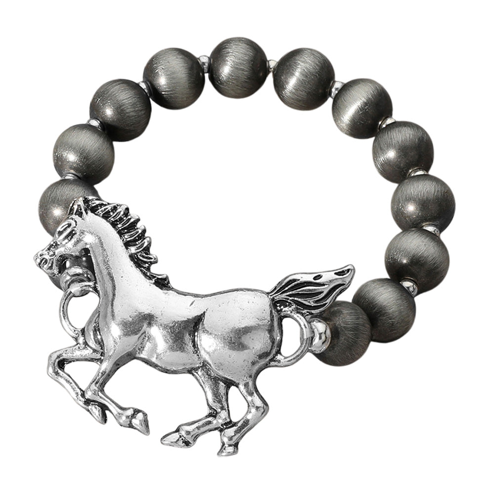 iLLASPARKZ Metal Western Horse Ball Beaded Stretch Bracelet