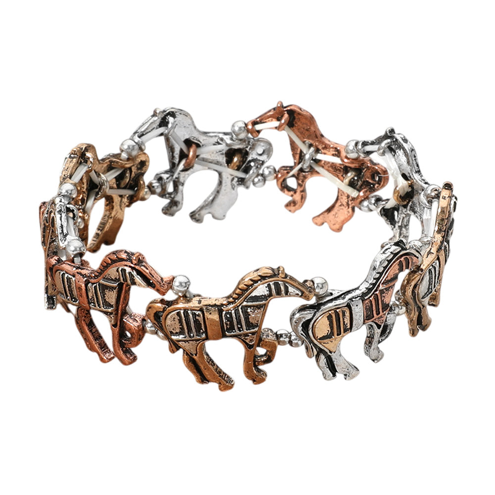iLLASPARKZ Western Metal Horse Link Stretch Bracelet