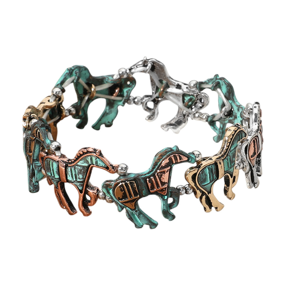 iLLASPARKZ Western Metal Horse Link Stretch Bracelet