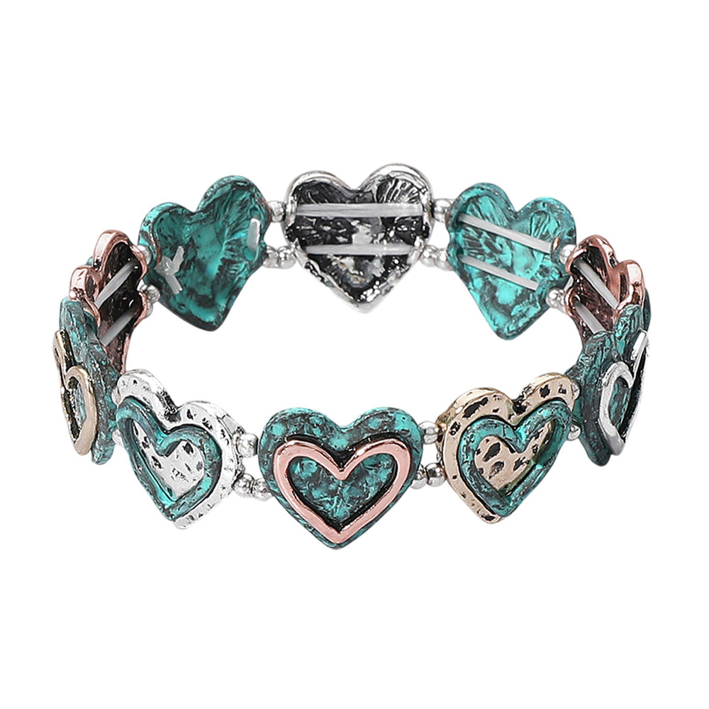 iLLASPARKZ Vintage Metal Heart Stretch Bracelet