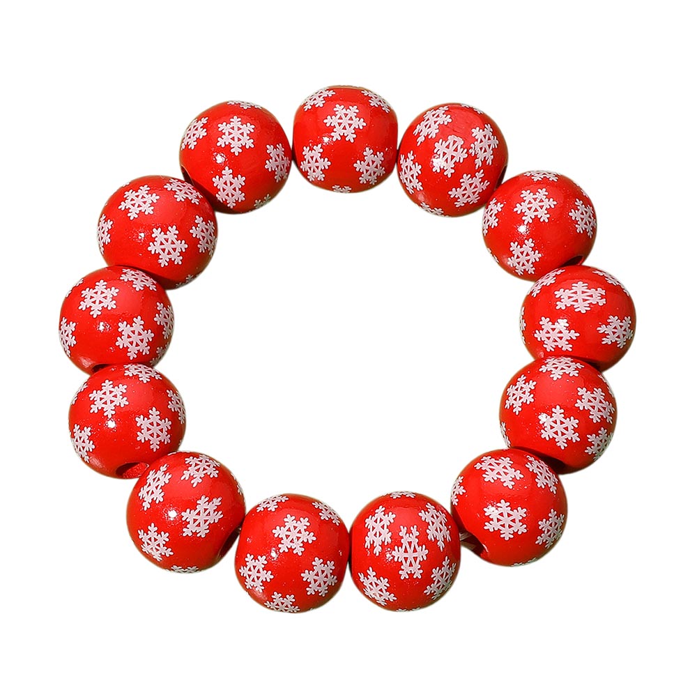 iLLASPARKZ Wooden Christmas Snowflake Ball Beaded Stretch Bracelet