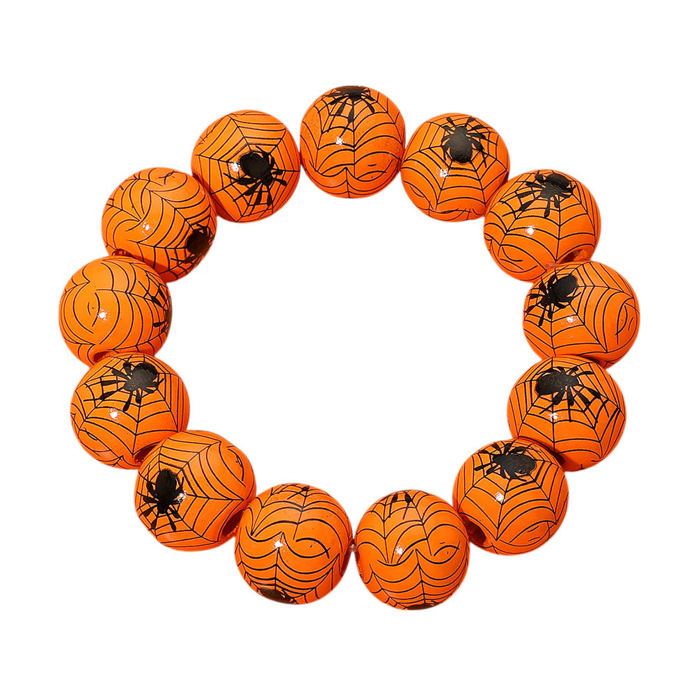 iLLASPARKZ Wooden Spider Web Ball Beaded Stretch Bracelet