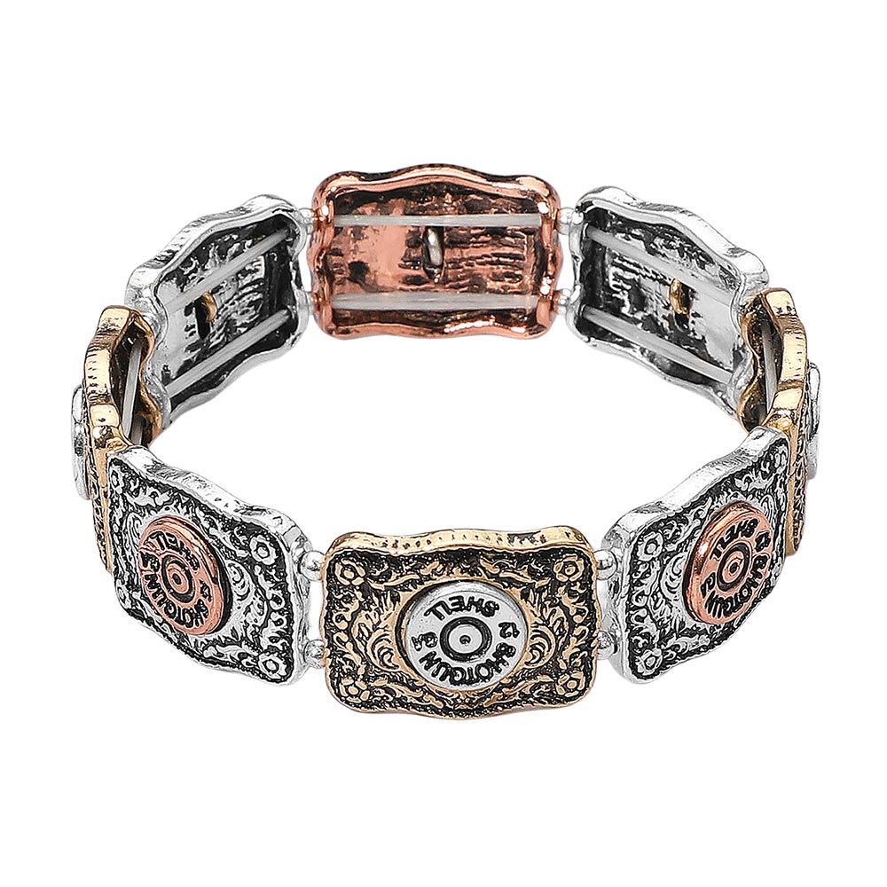 iLLASPARKZ Western Shotgun Shell Embossed Vintage Stretch Bracelet