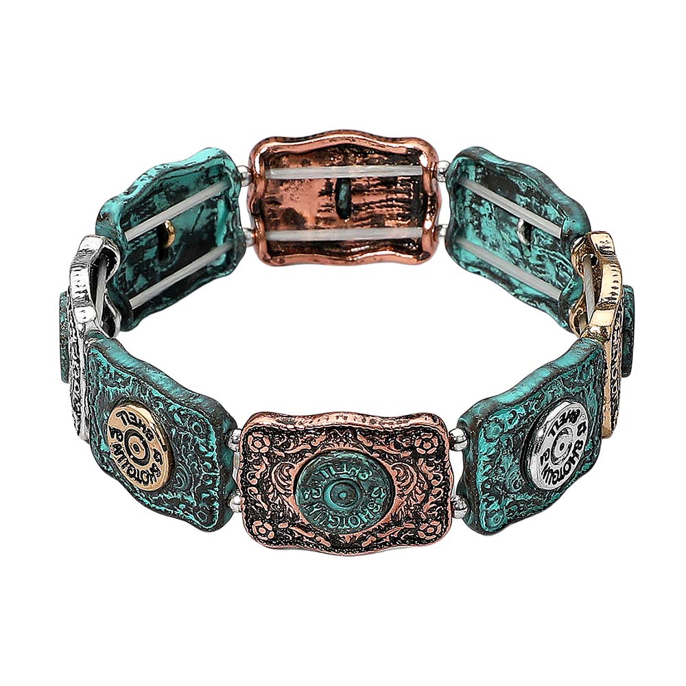 iLLASPARKZ Western Shotgun Shell Embossed Vintage Stretch Bracelet