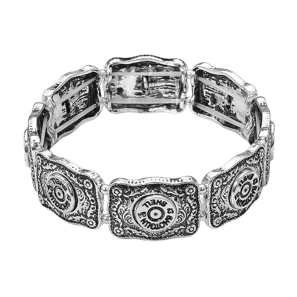 iLLASPARKZ Western Shotgun Shell Embossed Vintage Stretch Bracelet