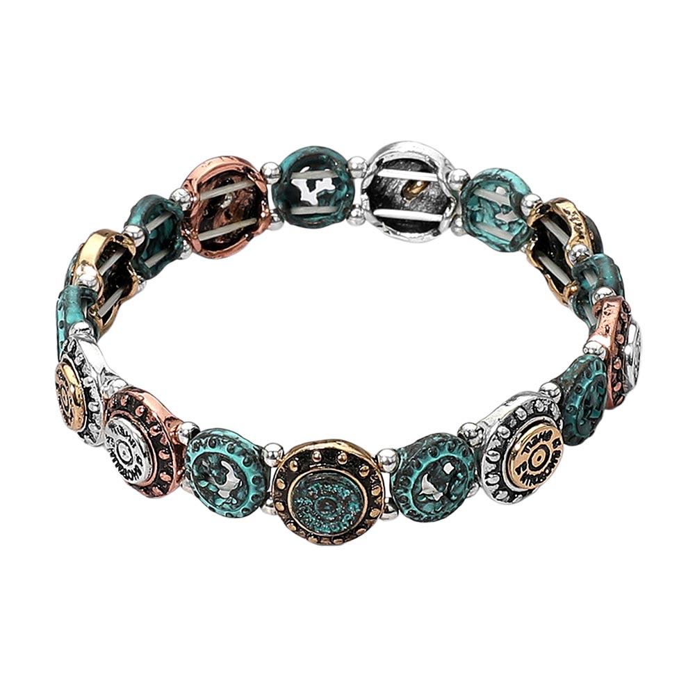 iLLASPARKZ Western Vintage Round Shotgun Shell Beaded Stretch Bracelet