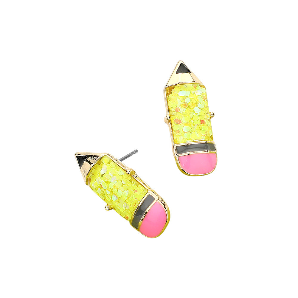 iLLASPARKZ Glittered Pencil Hypoallergenic Stud Earrings