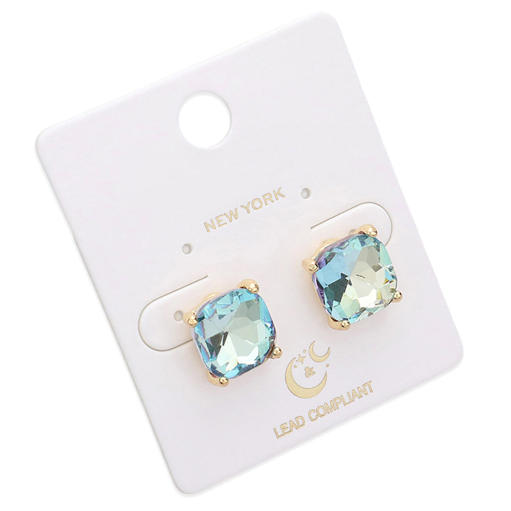 iLLASPARKZ Cushion Square Stone Stud Evening Earrings