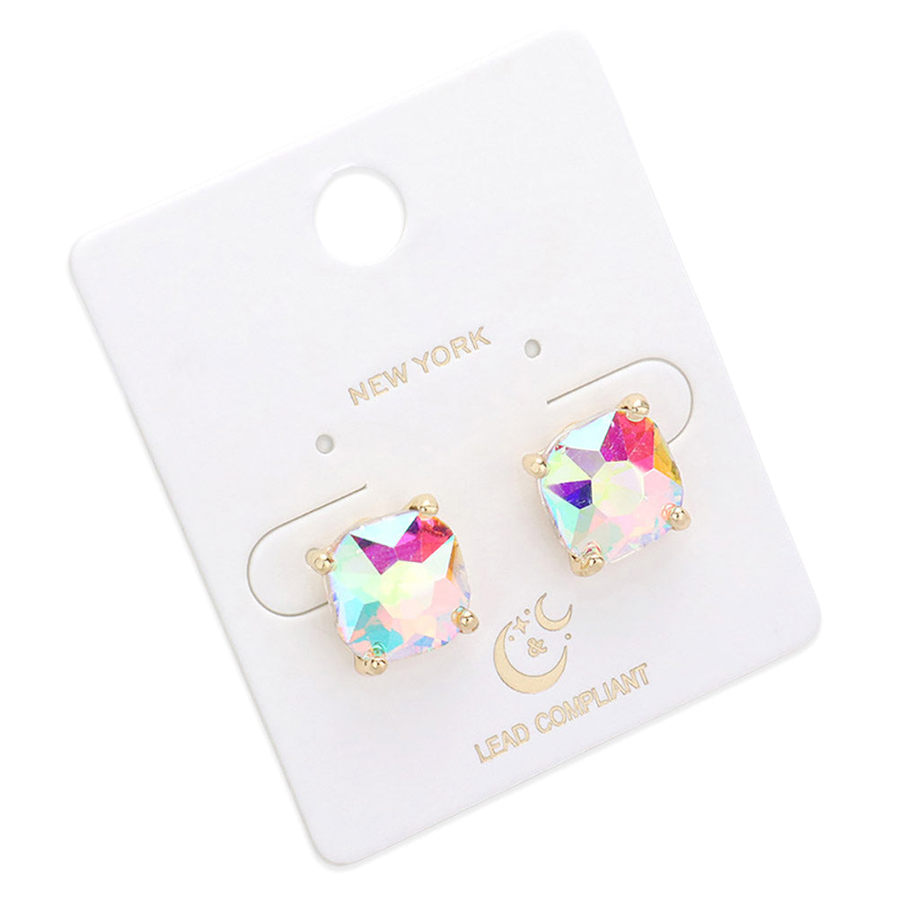 iLLASPARKZ Cushion Square Stone Stud Evening Earrings