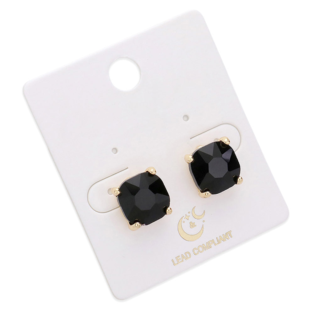 iLLASPARKZ Cushion Square Stone Stud Evening Earrings