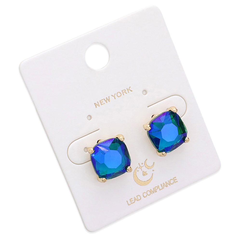 iLLASPARKZ Cushion Square Stone Stud Evening Earrings