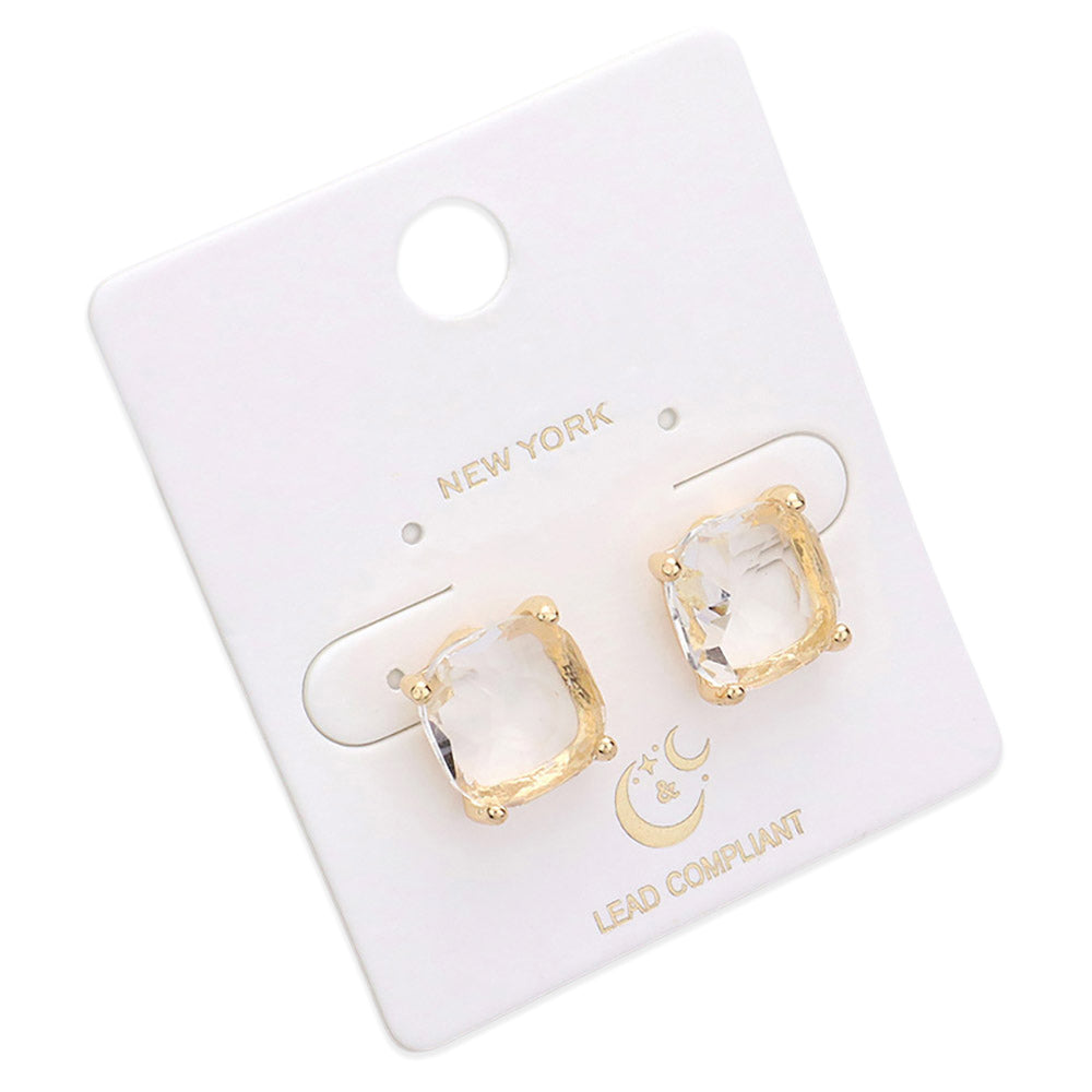 iLLASPARKZ Cushion Square Stone Stud Evening Earrings