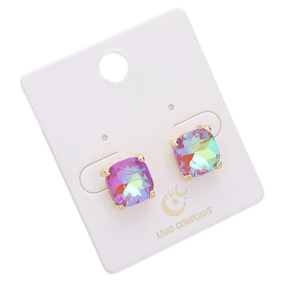 iLLASPARKZ Cushion Square Stone Stud Evening Earrings