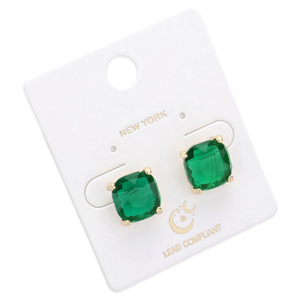 iLLASPARKZ Cushion Square Stone Stud Evening Earrings