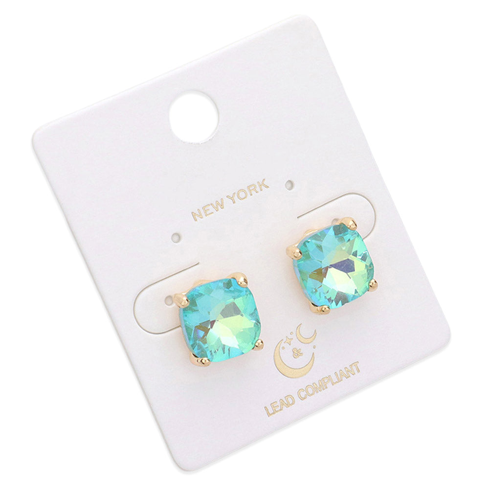 iLLASPARKZ Cushion Square Stone Stud Evening Earrings