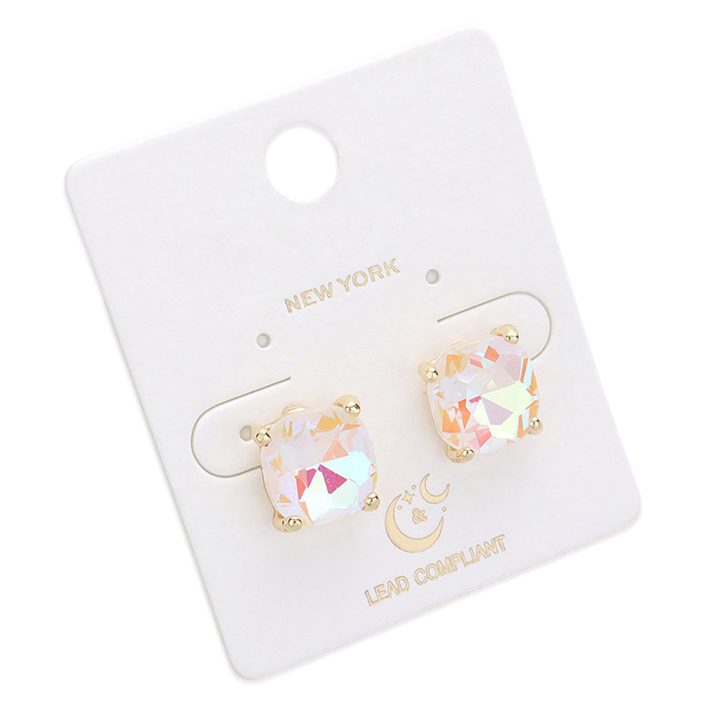 iLLASPARKZ Cushion Square Stone Stud Evening Earrings