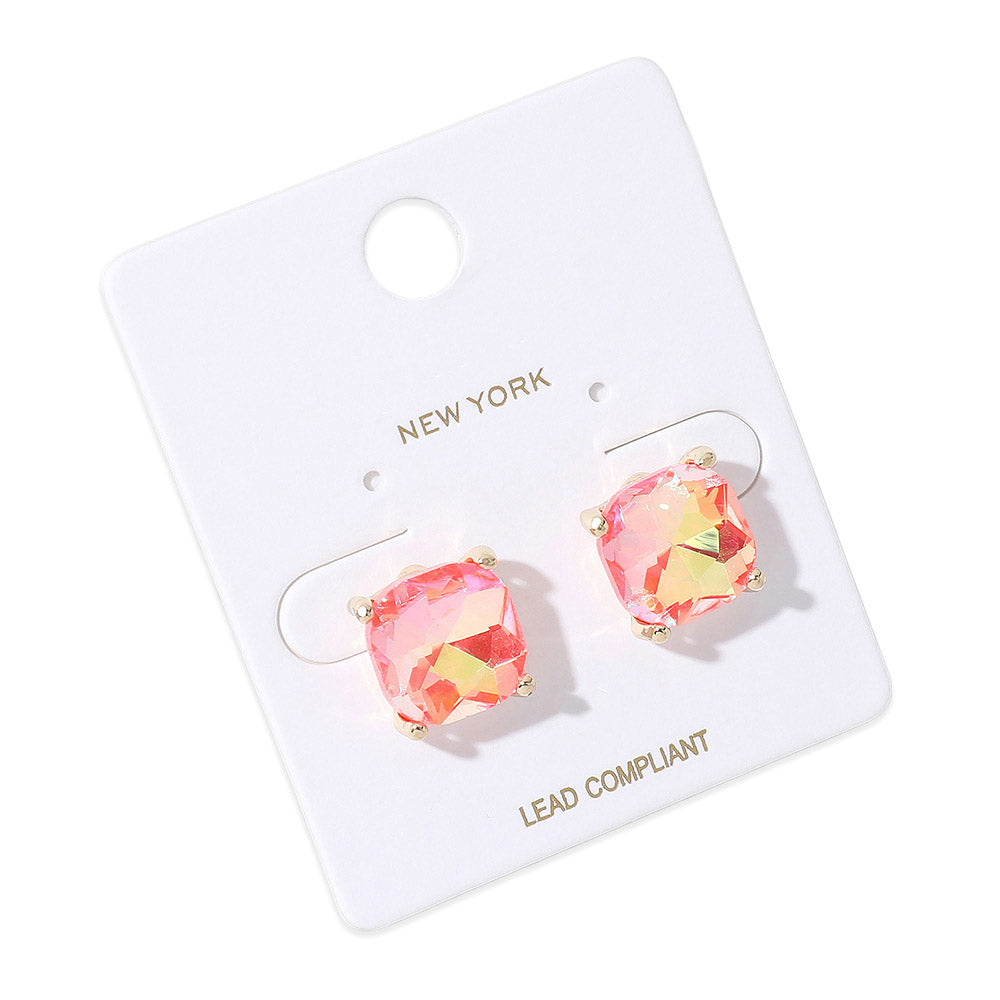 iLLASPARKZ Cushion Square Stone Stud Evening Earrings